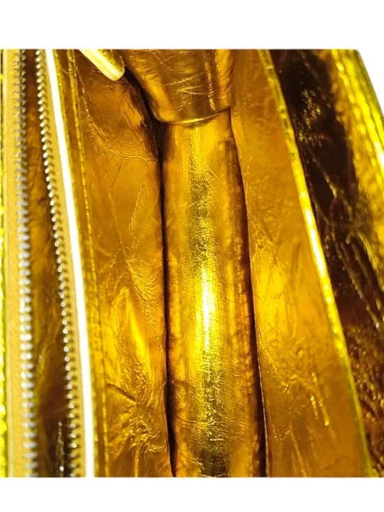 Christian Dior Diorama Flap Bag Metallic Gold Crinkled Lambskin + COA & Box - Picture 13 of 16